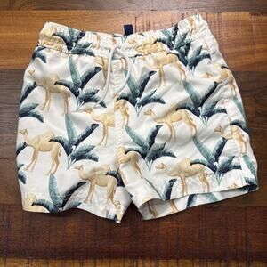 Janie & Jack Boys Camel Tropical Swimming Trunk Shorts, Size 3 Preppy
